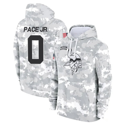 Tlead MN.Vikings #0 Ivan Pace Jr. Player Arctic Camo Salute to Service Pullover Hoodies Limited Game Stitched Jerseys