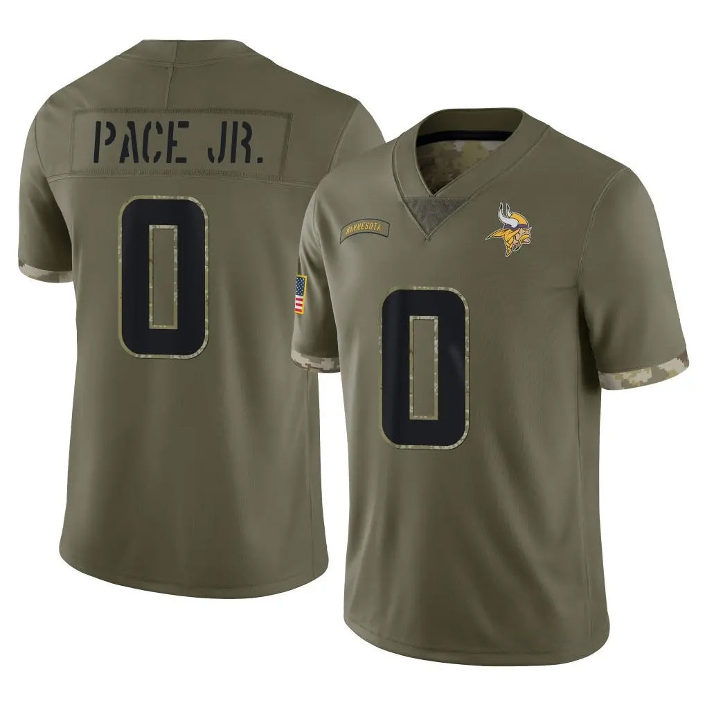 Tlead MN.Vikings #0 Ivan Pace Jr. Player Olive Salute To Service Limited Stitched Jerseys