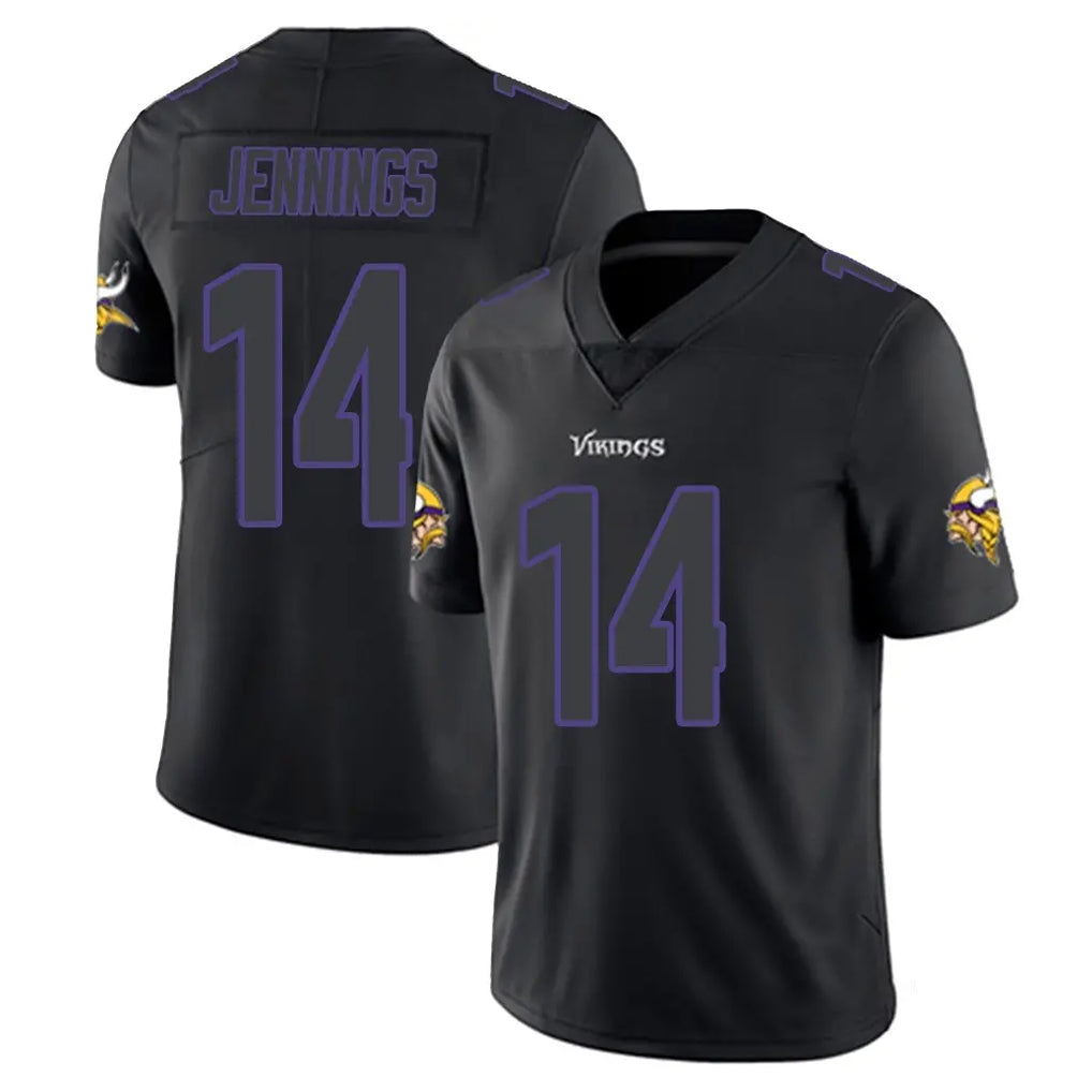 Tlead MN.Vikings #14 Jauan Jennings Player Black Impact LImited Home Game Stitched Jerseys