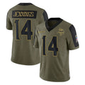 Tlead MN.Vikings #14 Jauan Jennings Player Olive Salute To Service Limited Game Stitched Jerseys