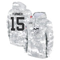 Tlead MN.Vikings #15 Dallas Turner Player Arctic Camo Salute to Service Pullover Hoodies Limited Game Stitched Jerseys