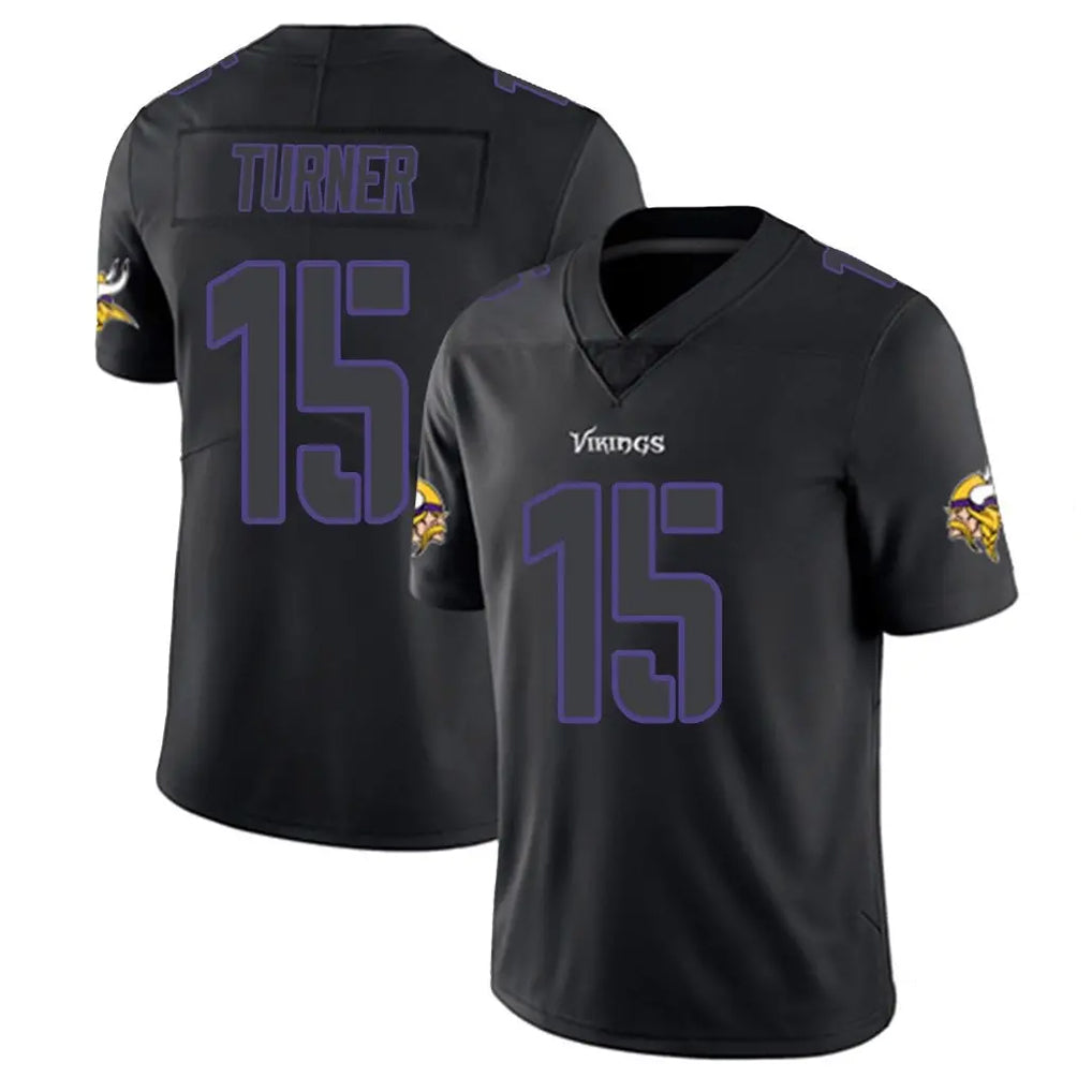 Tlead MN.Vikings #15 Dallas Turner Player Black Impact LImited Home Game Stitched Jerseys