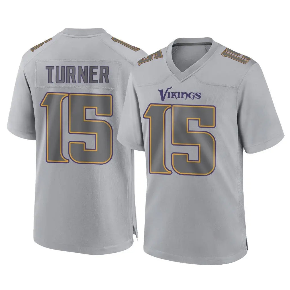 Tlead MN.Vikings #15 Dallas Turner Player Gray Atmosphere Fashion Home Game Stitched Jerseys