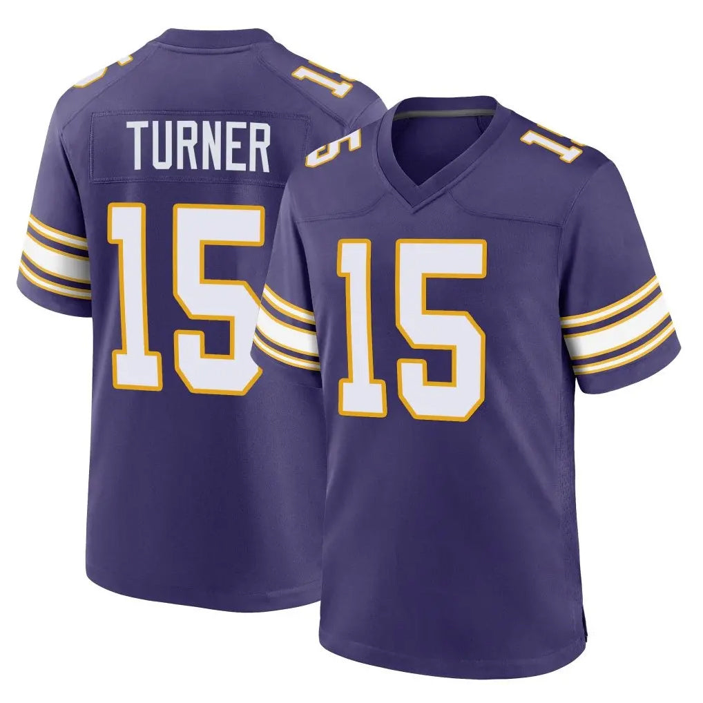 Tlead MN.Vikings #15 Dallas Turner Player Purple Classic Home Game Stitched Jerseys