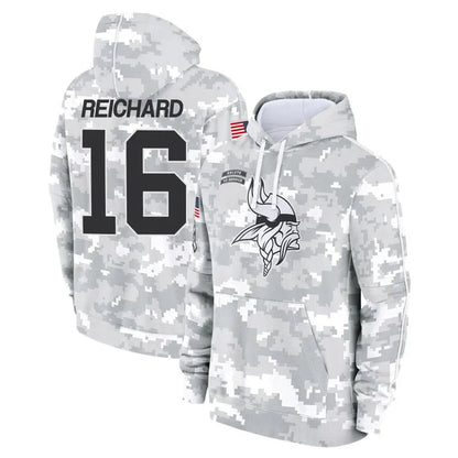 Tlead MN.Vikings #16 Will Reichard Player Arctic Camo Salute to Service Pullover Hoodies Limited Game Stitched Jerseys