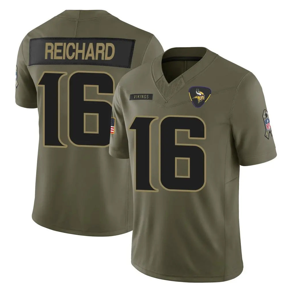 Tlead MN.Vikings #16 Will Reichard Player Olive 2025 Salute To Service Limited Game Stitched Jerseys
