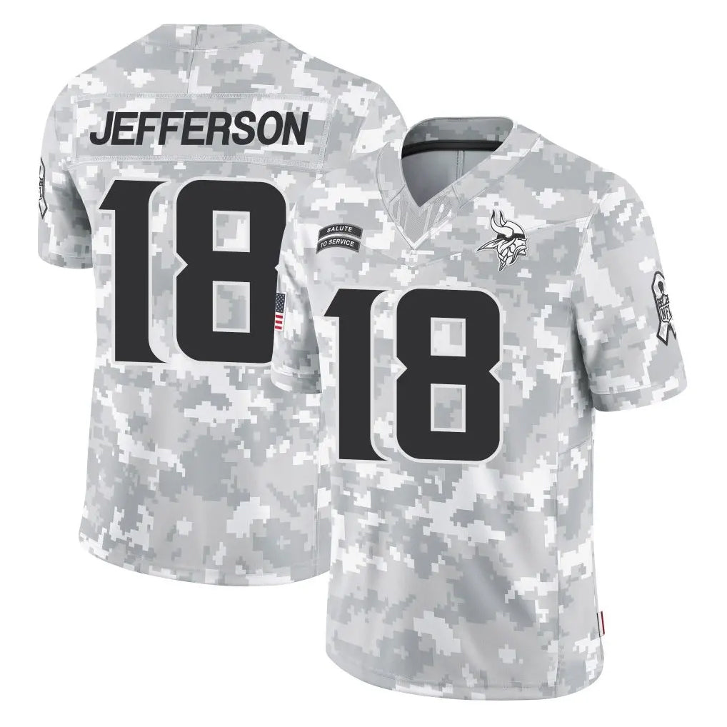 Tlead MN.Vikings #18 Justin Jefferson Player Arctic Camo Salute To Service Limited Game Stitched Jerseys