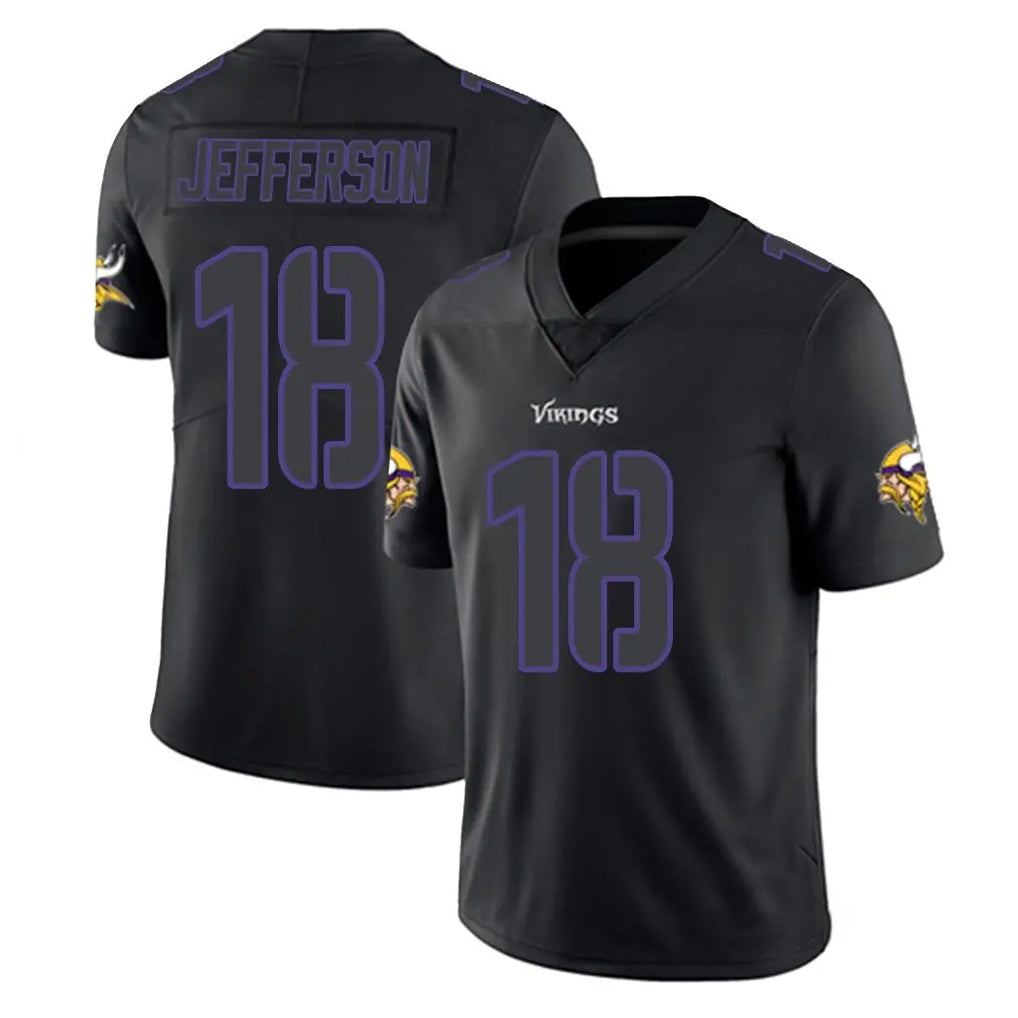 Tlead MN.Vikings #18 Justin Jefferson Player Black Impact LImited Home Game Stitched Jerseys