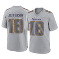 Tlead MN.Vikings #18 Justin Jefferson Player Gray Atmosphere Fashion Home Game Stitched Jerseys