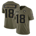 Tlead MN.Vikings #18 Justin Jefferson Player Olive 2025 Salute To Service Limited Game Stitched Jerseys