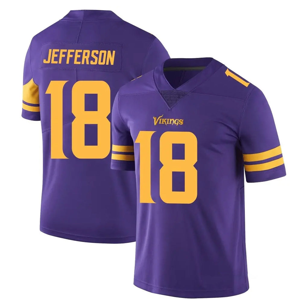 Tlead MN.Vikings #18 Justin Jefferson Player Purple Limited Color Rush Home Game Stitched Jerseys