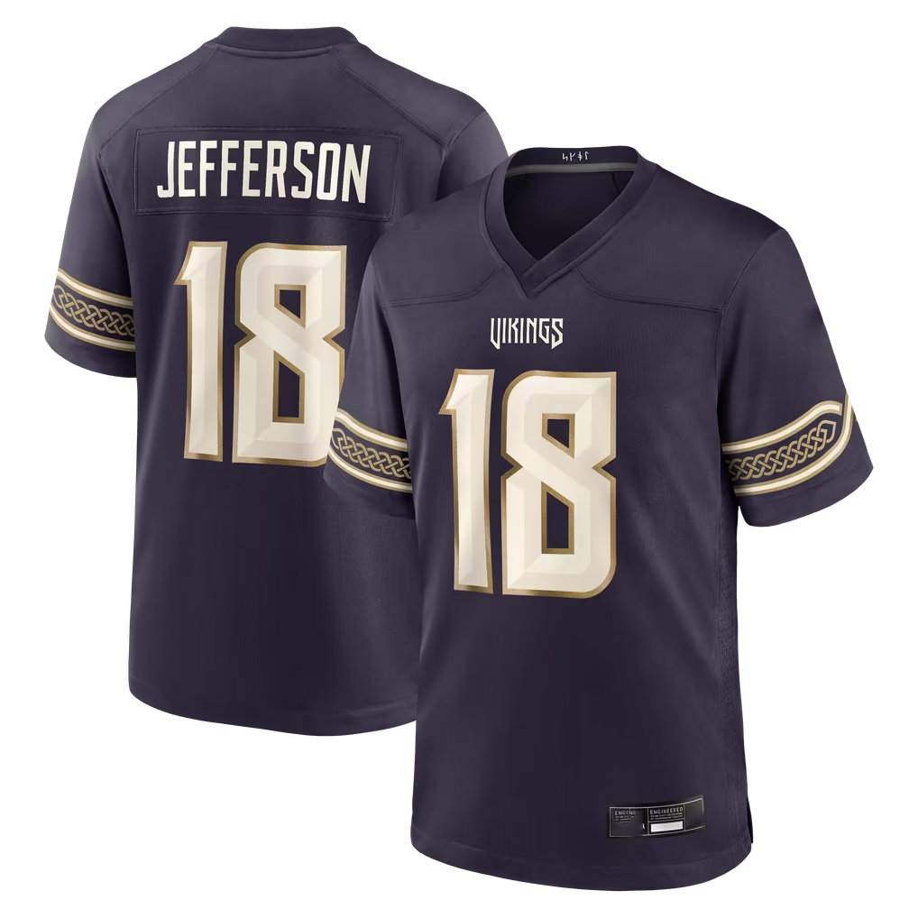 Tlead MN.Vikings #18 Justin Jefferson Purple 2026 Rivalries Collection Game Stitched Jerseys