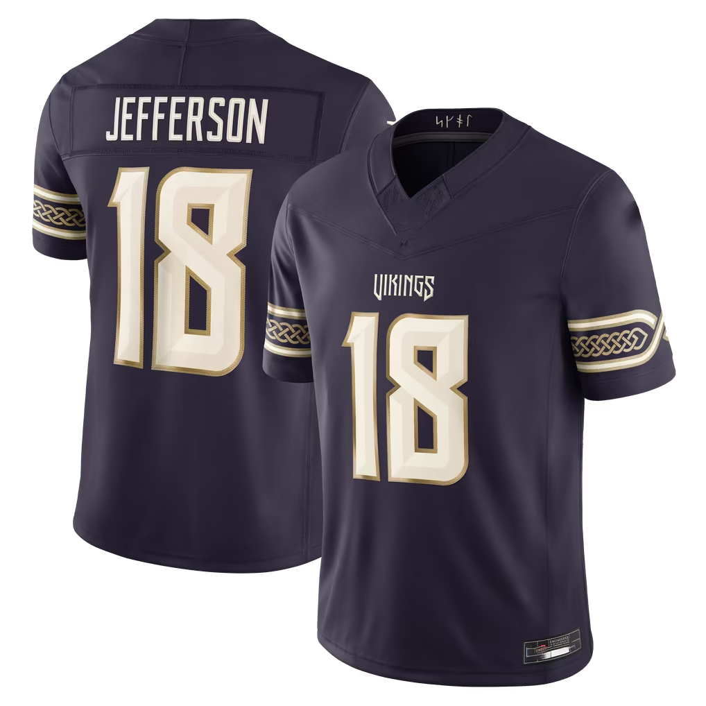 Tlead MN.Vikings #18 Justin Jefferson Purple 2026 Rivalries Collection Limited Stitched Jerseys