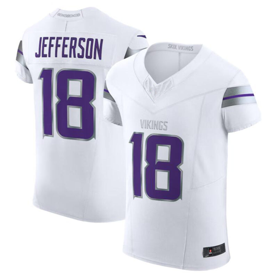 Tlead MN.Vikings #18 Justin Jefferson White Alternate Vapor F.U.S.E. Elite Player American Stitched Jerseys