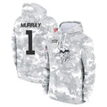 Tlead MN.Vikings #1 Kyler Murray Player Arctic Camo Salute to Service Pullover Hoodies Limited Game Stitched Jerseys