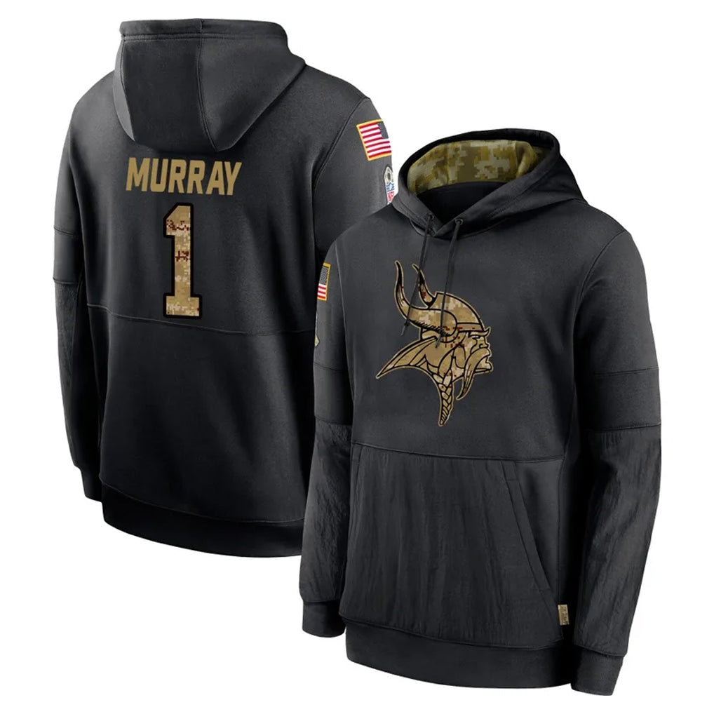 Tlead MN.Vikings #1 Kyler Murray Player Black Salute to Service Hoodies Limited Game Stitched Jerseys