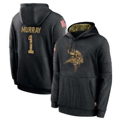Tlead MN.Vikings #1 Kyler Murray Player Black Salute to Service Hoodies Limited Game Stitched Jerseys