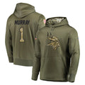 Tlead MN.Vikings #1 Kyler Murray Player Olive Salute to Service Pullover Hoodies Home Game Stitched Jerseys