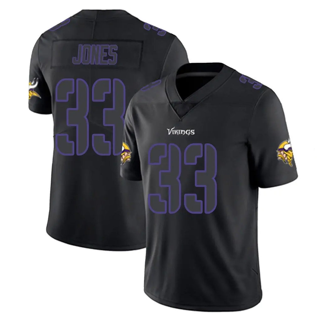Tlead MN.Vikings #33 Aaron Jones Sr. Player Black Impact LImited Home Game Stitched Jerseys