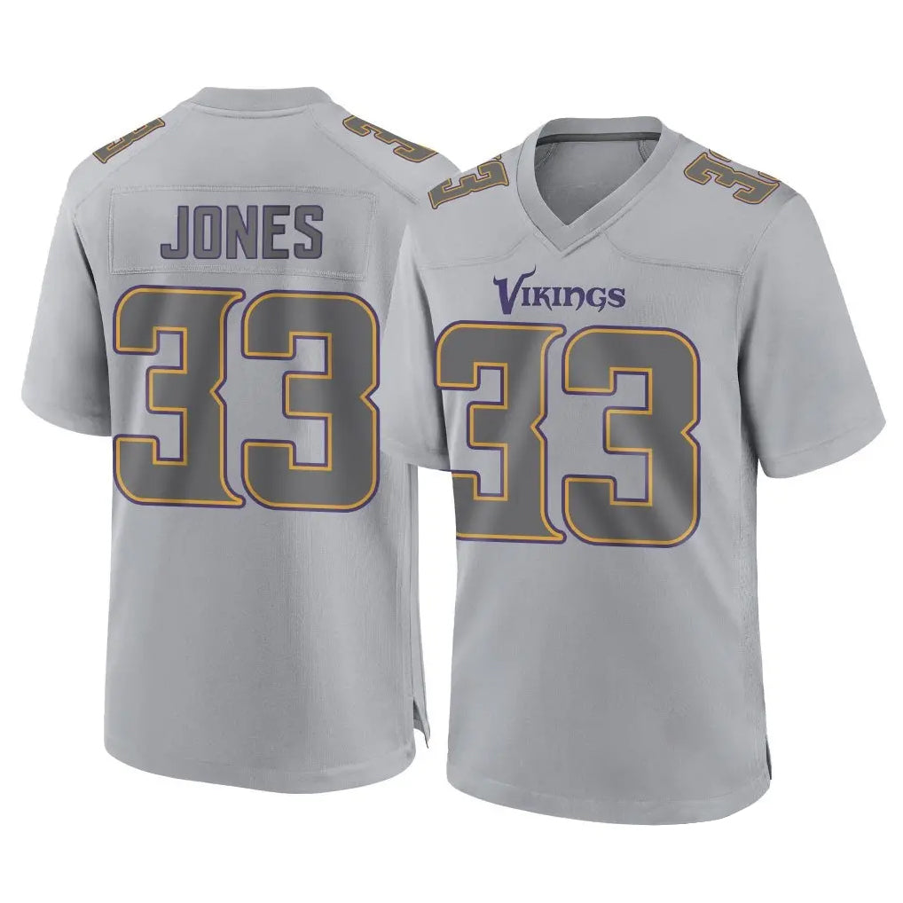 Tlead MN.Vikings #33 Aaron Jones Sr. Player Gray Atmosphere Fashion Home Game Stitched Jerseys