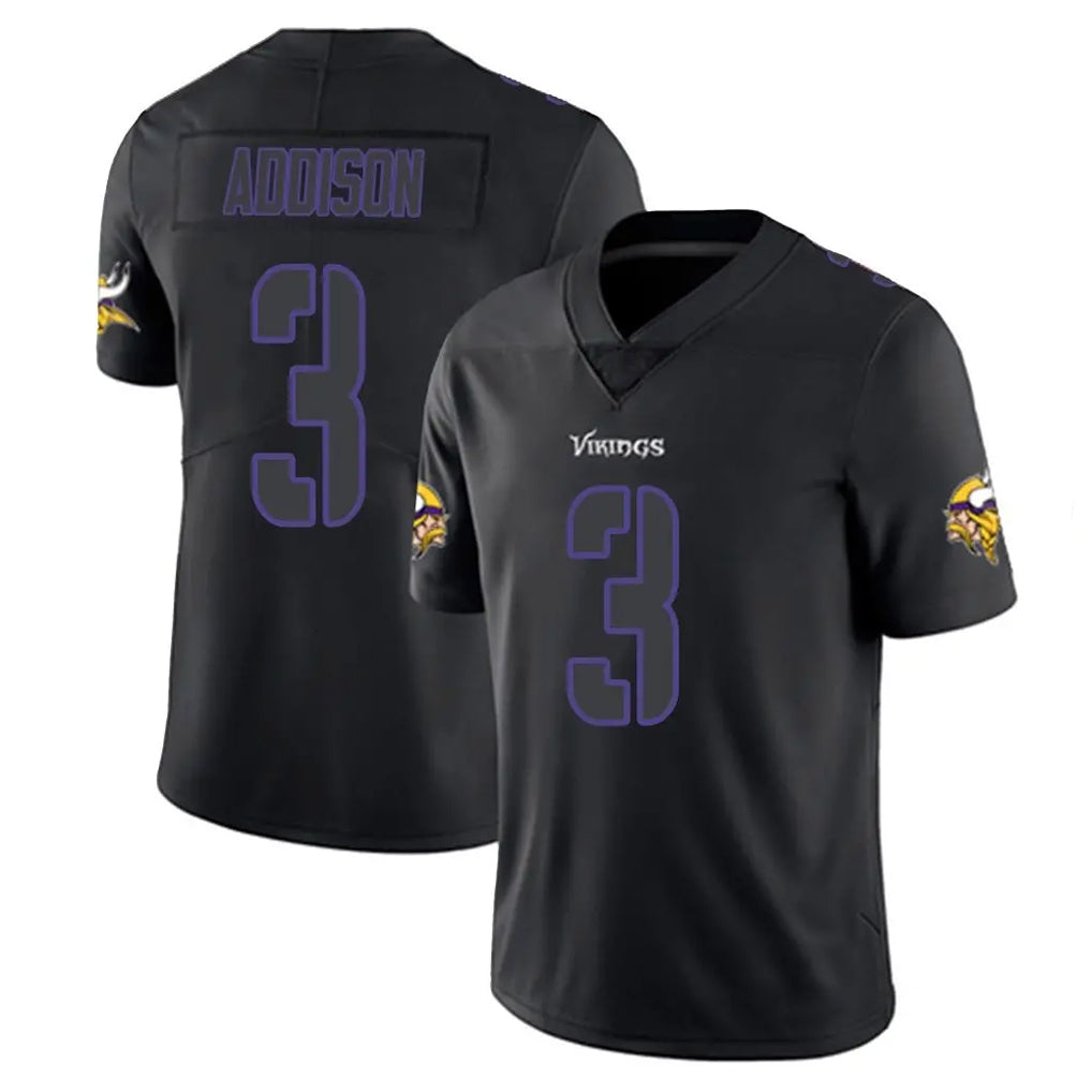 Tlead MN.Vikings #3 Jordan Addison Player Black Impact LImited Home Game Stitched Jerseys