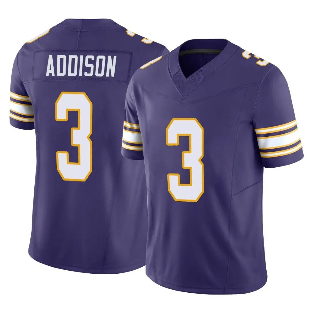 Tlead MN.Vikings #3 Jordan Addison Player Purple Limited Classic Vapor F.U.S.E. Home Game Stitched Jerseys