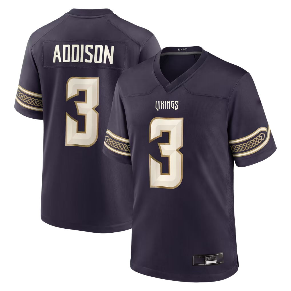 Tlead MN.Vikings #3 Jordan Addison Purple 2026 Rivalries Collection Game Stitched Jerseys