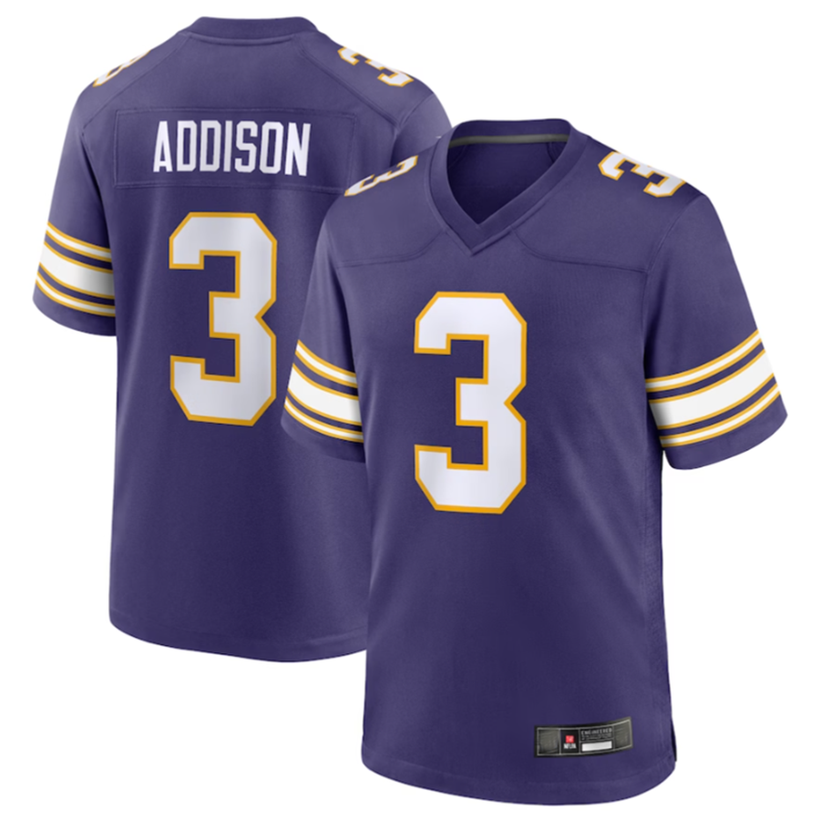 Tlead MN.Vikings #3 Jordan Addison Purple Classic Player Game American Stitched Jerseys