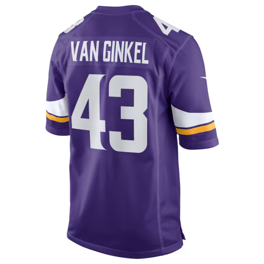 Tlead MN.Vikings #43 Andrew Van Ginkel Purple Team Game Jersey Stitched American Stitched Jerseys
