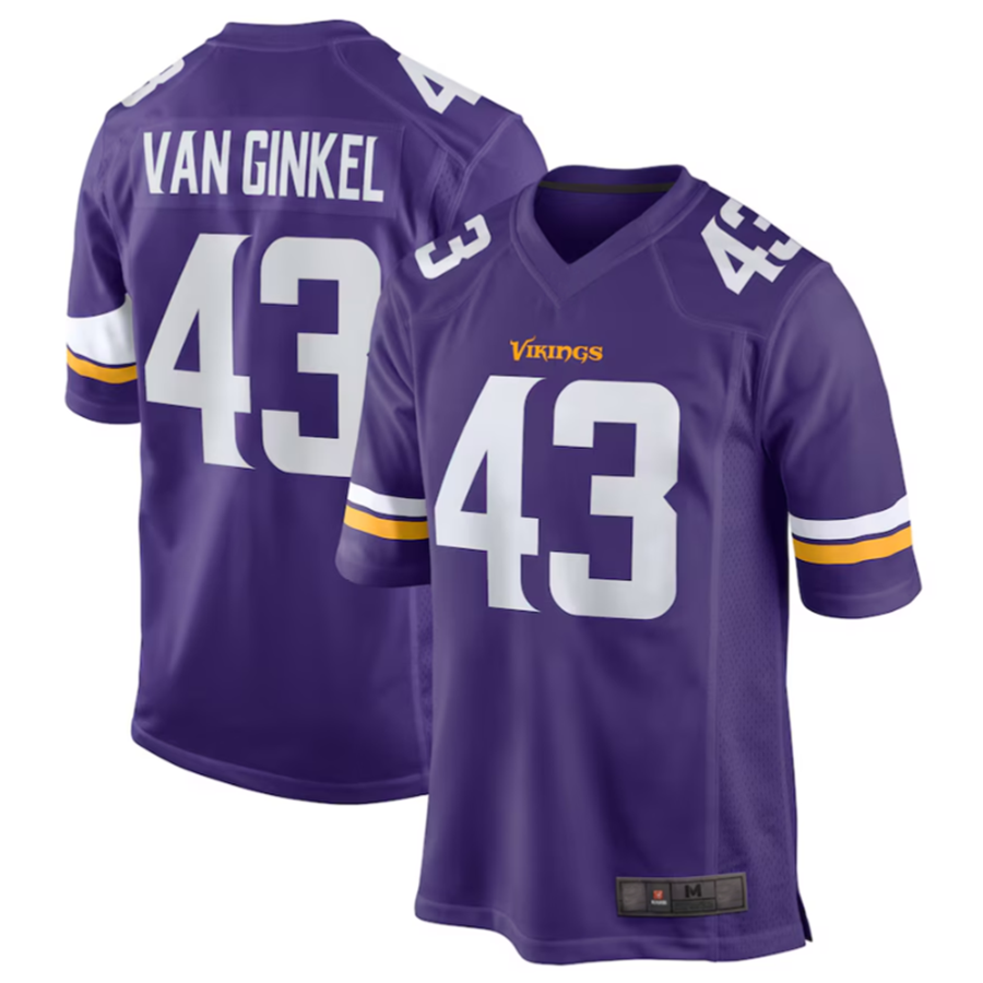 Tlead MN.Vikings #43 Andrew Van Ginkel Purple Team Game Jersey Stitched American Stitched Jersey