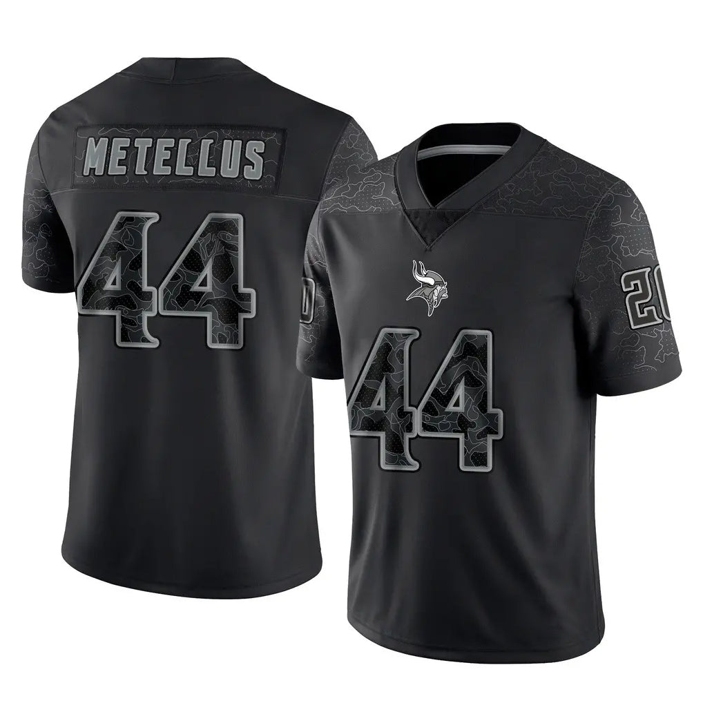 Tlead MN.Vikings #44 Josh Metellus Player Black Reflective LImited Home Game Stitched Jerseys