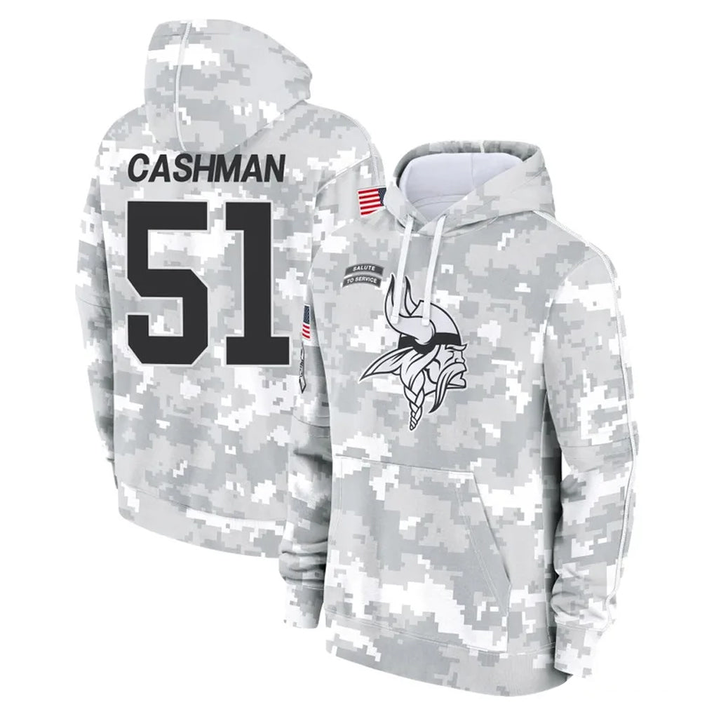 Tlead MN.Vikings #51 Blake Cashman Player Arctic Camo Salute to Service Pullover Hoodies Limited Game Stitched Jerseys