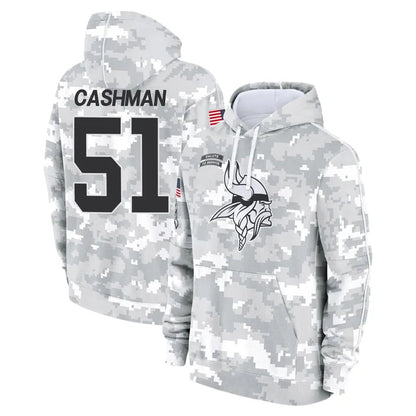 Tlead MN.Vikings #51 Blake Cashman Player Arctic Camo Salute to Service Pullover Hoodies Limited Game Stitched Jerseys