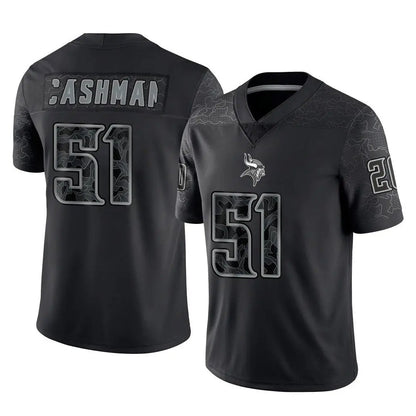 Tlead MN.Vikings #51 Blake Cashman Player Black Reflective LImited Home Game Stitched Jerseys