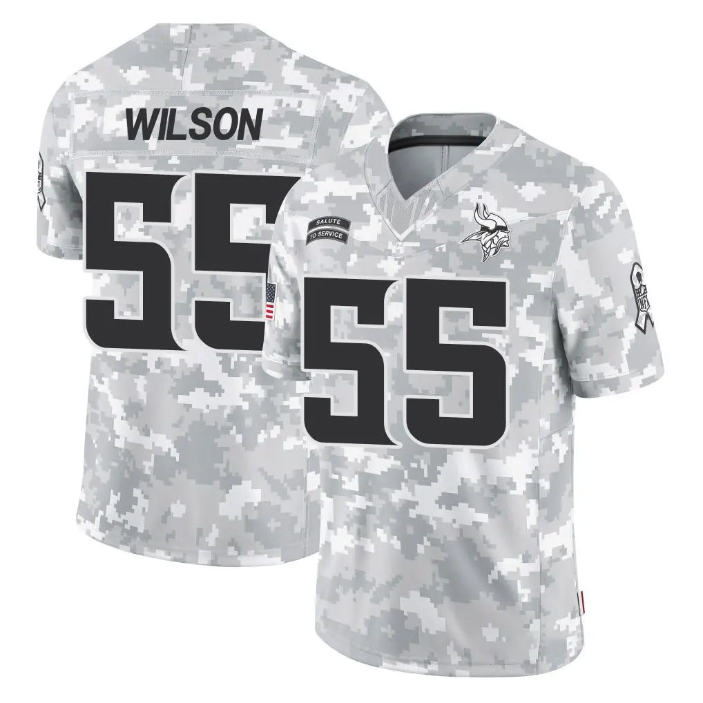 Tlead MN.Vikings #55 Eric Wilson Player Arctic Camo Salute To Service Limited Game Stitched Jerseys