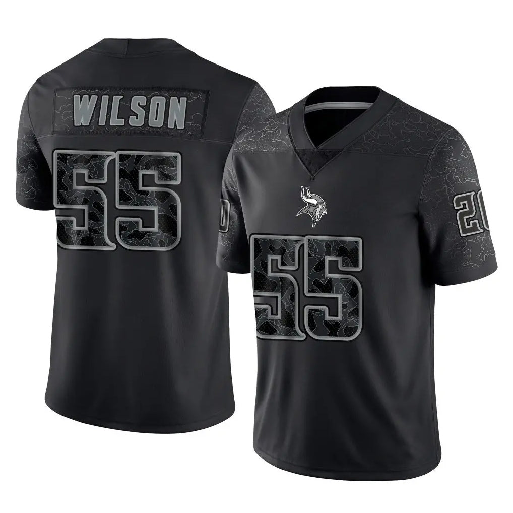 Tlead MN.Vikings #55 Eric Wilson Player Black Reflective LImited Home Game Stitched Jerseys
