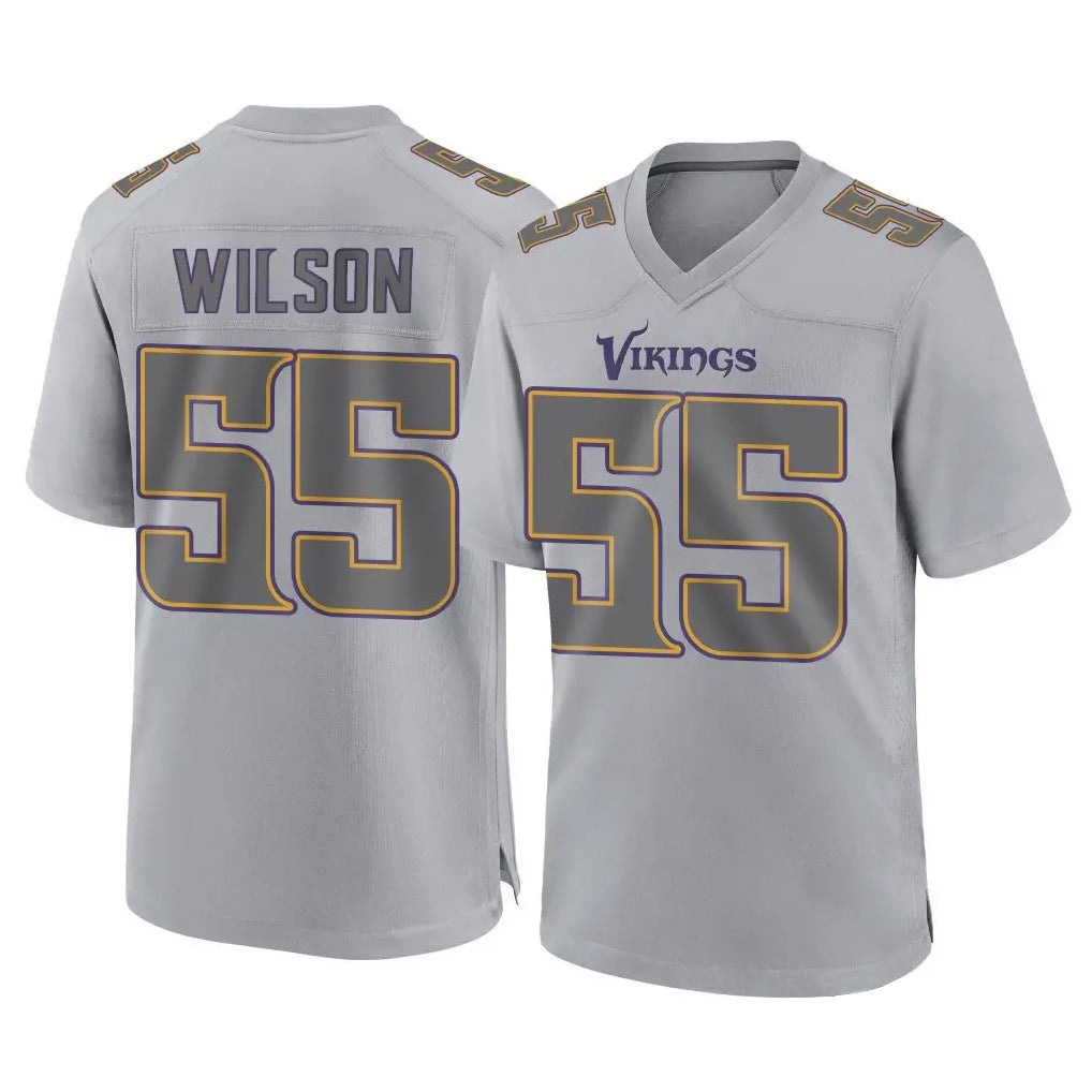 Tlead MN.Vikings #55 Eric Wilson Player Gray Atmosphere Fashion Home Game Stitched Jerseys