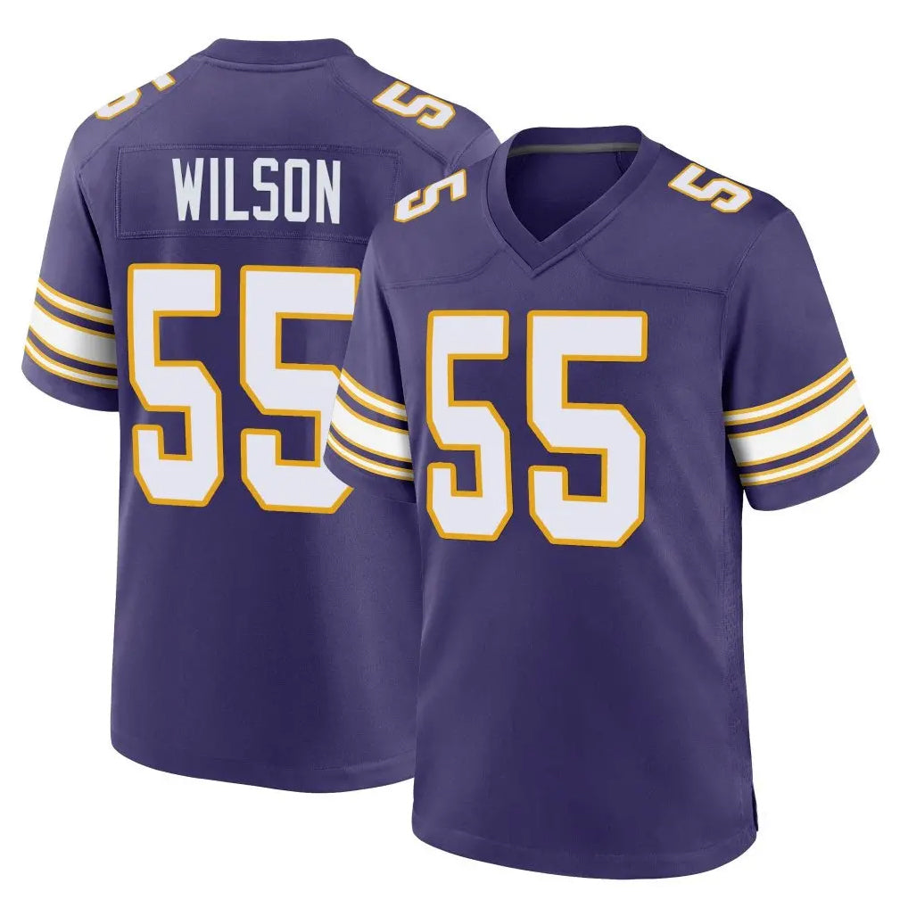 Tlead MN.Vikings #55 Eric Wilson Player Purple Classic Home Game Stitched Jerseys