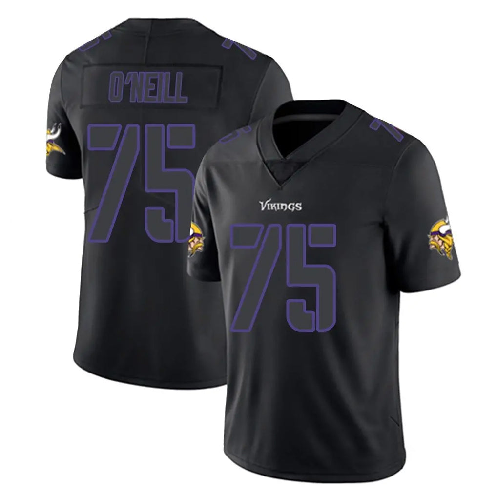 Tlead MN.Vikings #75 Brian O'Neill Player Black Impact LImited Home Game Stitched Jerseys
