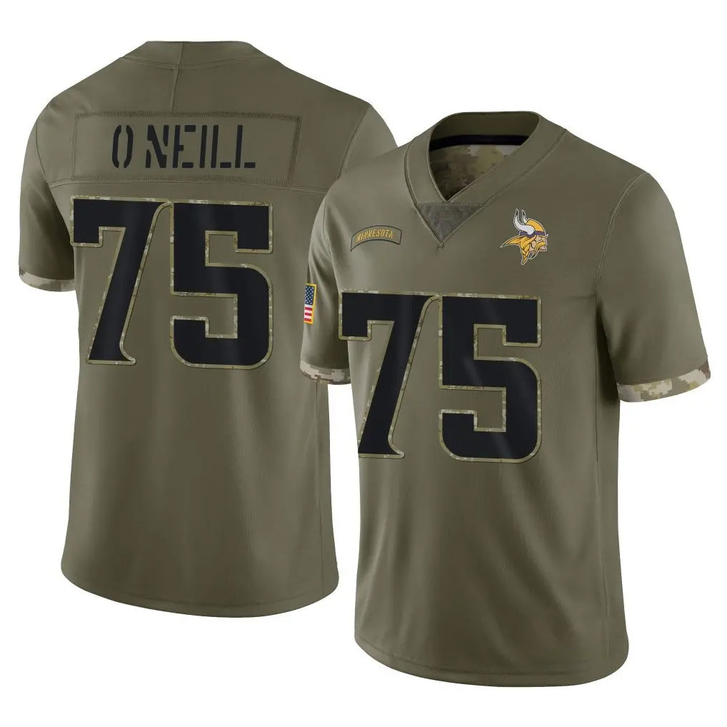 Tlead MN.Vikings #75 Brian O'Neill Player Olive Salute To Service Limited Stitched Jerseys