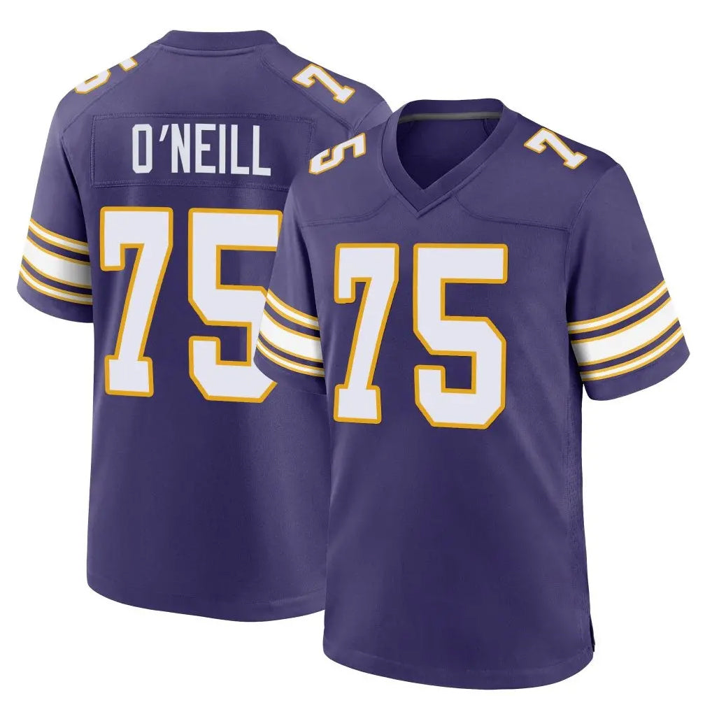 Tlead MN.Vikings #75 Brian O'Neill Player Purple Classic Home Game Stitched Jerseys