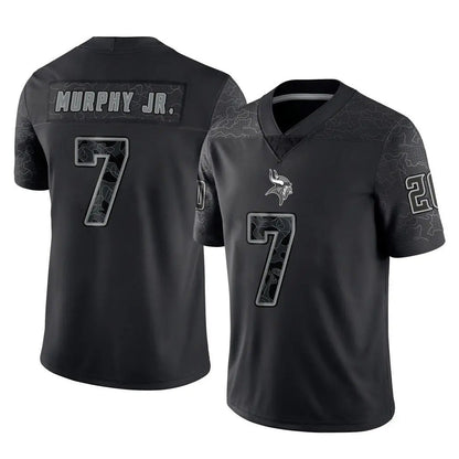 Tlead MN.Vikings #7 Byron Murphy Jr. Player Black Reflective LImited Home Game Stitched Jerseys