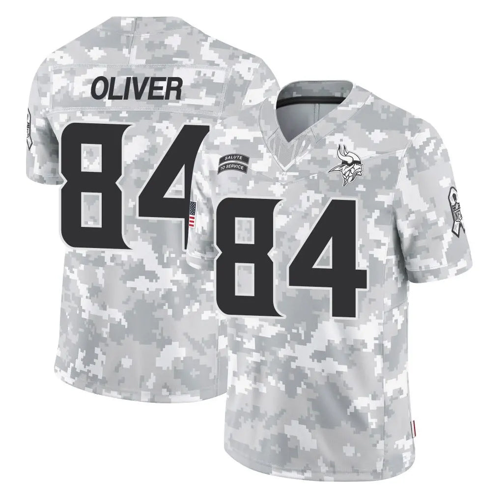Tlead MN.Vikings #84 Josh OliverPlayer Arctic Camo Salute To Service Limited Game Stitched Jerseys