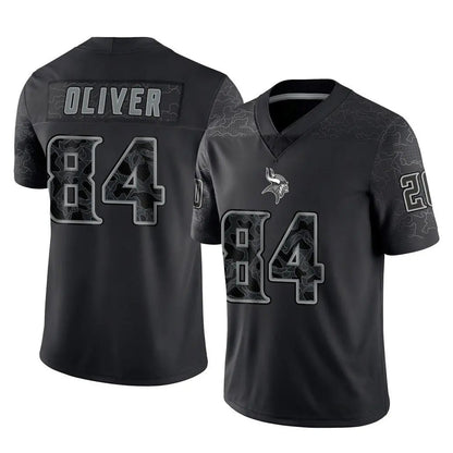 Tlead MN.Vikings #84 Josh Oliver Player Black Reflective LImited Home Game Stitched Jerseys