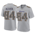 Tlead MN.Vikings #84 Josh Oliver Player Gray Atmosphere Fashion Home Game Stitched Jerseys