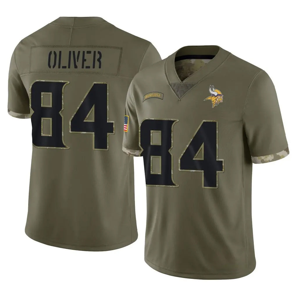 Tlead MN.Vikings #84 Josh Oliver Player Olive Salute To Service Limited Stitched Jerseys