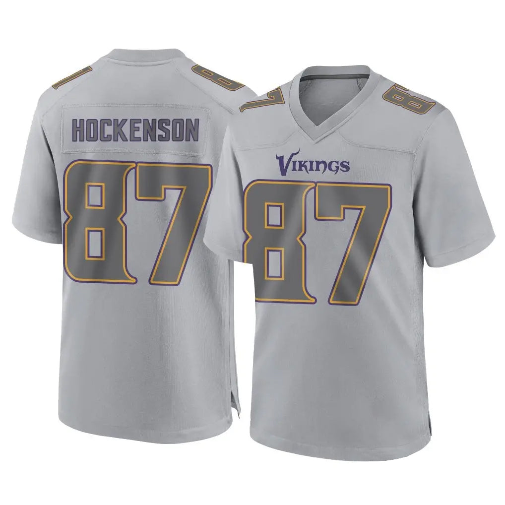 Tlead MN.Vikings #87 T.J. Hockenson Player Gray Atmosphere Fashion Home Game Stitched Jerseys