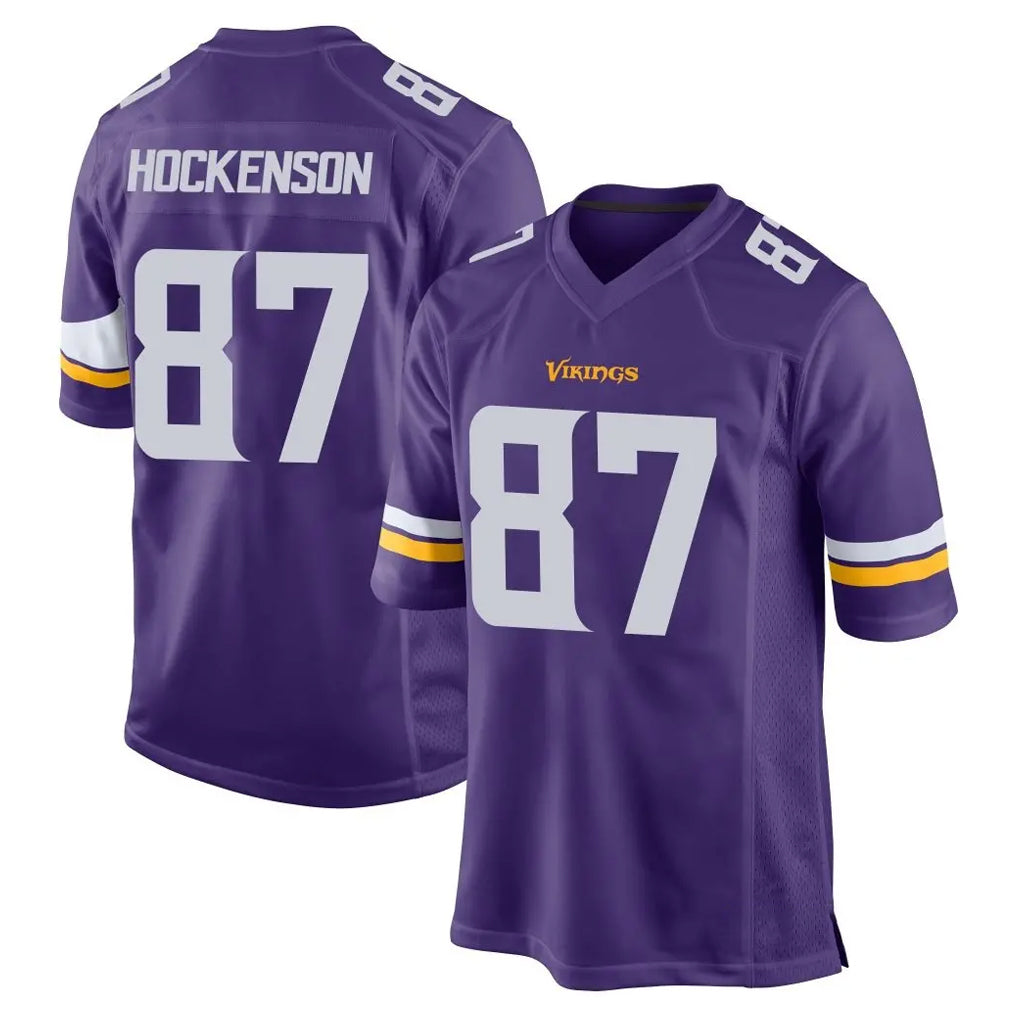 Tlead MN.Vikings #87 T.J. Hockenson Player Purple Home Game Stitched Jerseys