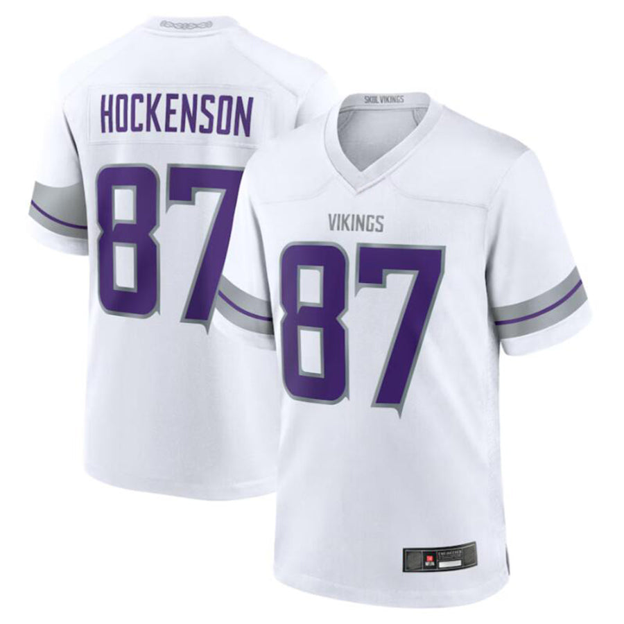 Tlead MN.Vikings #87 T.J. Hockenson White Alternate Game Player American Stitched Jerseys