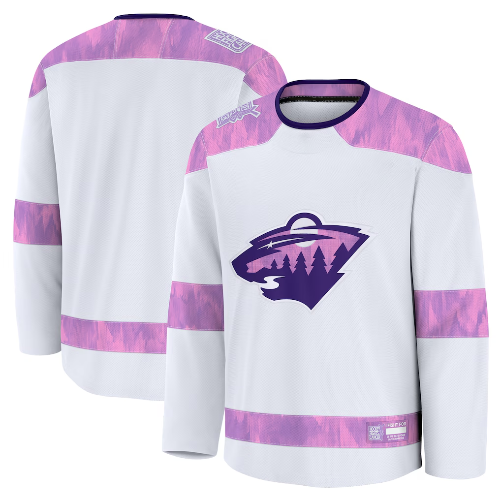 Tlead M.Wild White 2024 Hockey Fights Cancer Practice Jerseys